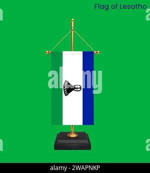 Detaillierte Flagge von Lesotho. Nationale Flagge Lesotho. Afrika. 3D-Abbildung. Stockfoto