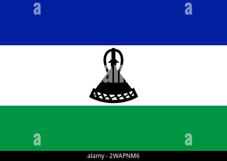 Detaillierte Flagge von Lesotho. Nationale Flagge Lesotho. Afrika. 3D-Abbildung. Stockfoto