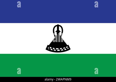 Detaillierte Flagge von Lesotho. Nationale Flagge Lesotho. Afrika. 3D-Abbildung. Stock Vektor