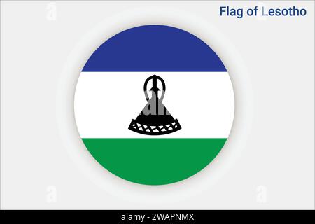 Detaillierte Flagge von Lesotho. Nationale Flagge Lesotho. Afrika. 3D-Abbildung. Stock Vektor
