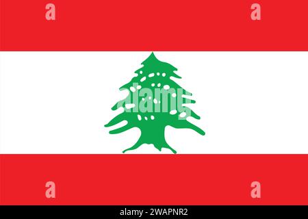 Hochdetaillierte Flagge des Libanon. Nationale libanesische Flagge. Asien. 3D-Abbildung. Stock Vektor