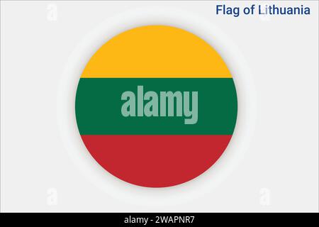 Hochdetaillierte Flagge Litauens. Litauische Nationalflagge. Europa. 3D-Abbildung. Stock Vektor