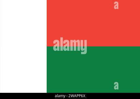 Hohe detaillierte Flagge von Madagaskar. Nationale Madagaskar-Flagge. Afrika. 3D-Abbildung. Stock Vektor