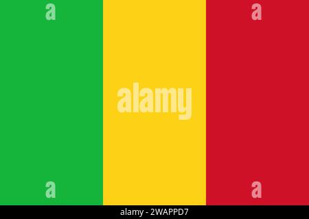 Hochdetaillierte Flagge von Mali. Mali-Nationalflagge. Afrika. 3D-Abbildung. Stockfoto