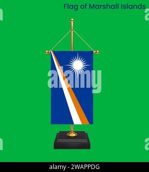 Hohe detaillierte Flagge der Marshallinseln. Nationale Flagge der Marshallinseln. Ozeanien. 3D-Abbildung. Stockfoto