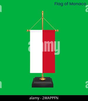 Detaillierte Flagge von Monaco. Nationale Flagge von Monaco. Europa. 3D-Abbildung. Stockfoto