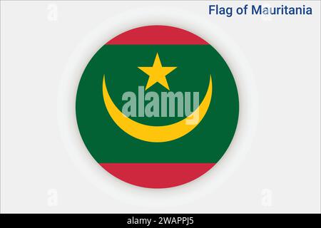 Hohe detaillierte Flagge von Mauretanien. Mauretanische Nationalflagge. Afrika. 3D-Abbildung. Stock Vektor