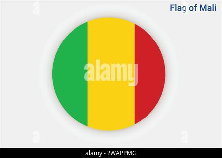 Hochdetaillierte Flagge von Mali. Mali-Nationalflagge. Afrika. 3D-Abbildung. Stock Vektor