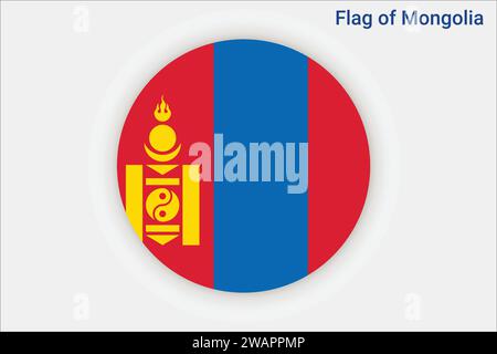 Hohe detaillierte Flagge der Mongolei. Nationale Flagge der Mongolei. Asien. 3D-Abbildung. Stock Vektor