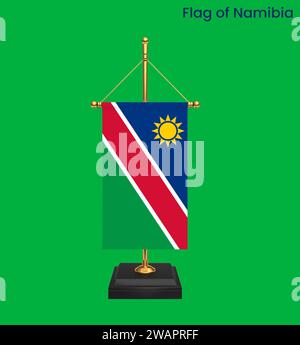 Detaillierte Flagge Namibias. Namibische Nationalflagge. Afrika. 3D-Abbildung. Stockfoto