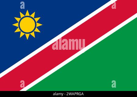 Detaillierte Flagge Namibias. Namibische Nationalflagge. Afrika. 3D-Abbildung. Stockfoto