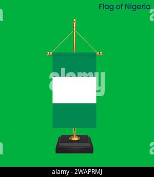 Hochdetaillierte Flagge von Nigeria. Nationale Flagge Nigerias. Afrika. 3D-Abbildung. Stockfoto