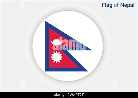 Detaillierte Flagge von Nepal. Nationale Flagge Nepals. Asien. 3D-Abbildung. Stock Vektor