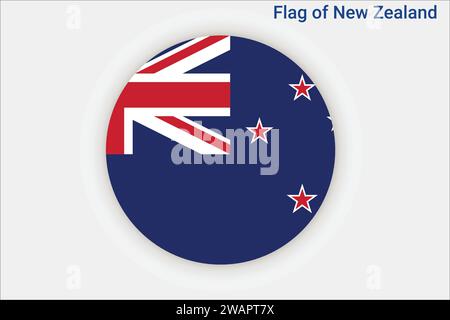 Hohe detaillierte Flagge von Neuseeland. Neuseeländische Nationalflagge. Ozeanien. 3D-Abbildung. Stock Vektor