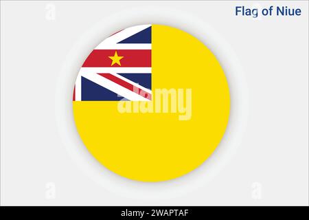 Detaillierte Flagge von Niue. Nationale Niue-Flagge. Ozeanien. 3D-Abbildung. Stock Vektor