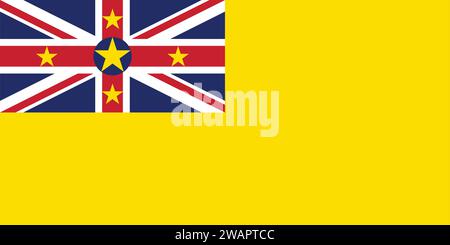 Detaillierte Flagge von Niue. Nationale Niue-Flagge. Ozeanien. 3D-Abbildung. Stock Vektor