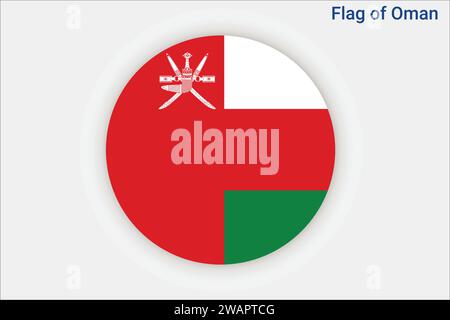Detaillierte Flagge von Oman. Nationale Flagge des Oman. Asien. 3D-Abbildung. Stock Vektor