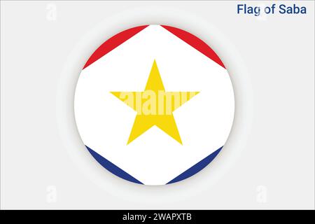 Detaillierte Flagge von Saba. Nationale Saba-Flagge. Amerika. 3D-Abbildung. Stock Vektor