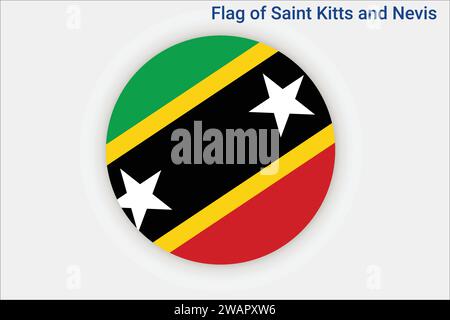 Hohe detaillierte Flagge von St. Kitts und Nevis. National Saint Kitts und Nevis Flagge. Nordamerika. 3D-Abbildung. Stock Vektor