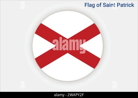 Hohe detaillierte Flagge von St. Patrick. Nationalflagge Saint Patrick. 3D-Abbildung. Stock Vektor