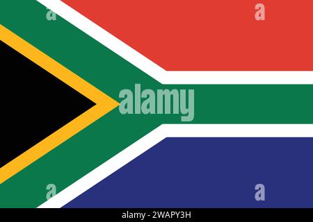 Hochdetaillierte Flagge von Südafrika. Südafrikanische Nationalflagge. Afrika. 3D-Abbildung. Stock Vektor