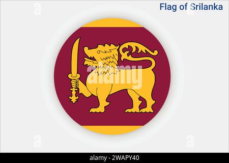 Hohe detaillierte Flagge von Srilanka. Nationale Srilanka-Flagge. Asien. 3D-Abbildung. Stock Vektor