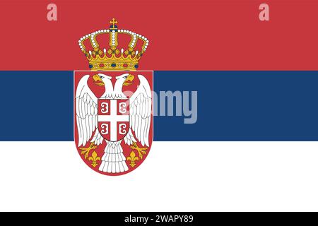 Hochdetaillierte Flagge Serbiens. Serbische Nationalflagge. Europa. 3D-Abbildung. Stock Vektor