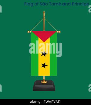 Detaillierte Flagge der Flagge von Sao Tome und Principe. Nationalflagge von Sao Tome und Principe. Afrika. 3D-Abbildung. Stockfoto
