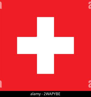 Hochdetaillierte Flagge der Schweiz. Nationale Schweizer Flagge. Europa. 3D-Abbildung. Stock Vektor