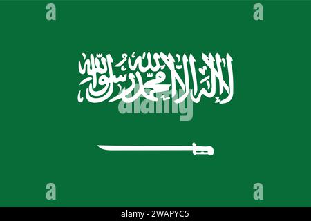Hochdetaillierte Flagge Saudi-Arabiens. Nationale Flagge Saudi-Arabiens. Asien. 3D-Abbildung. Stock Vektor