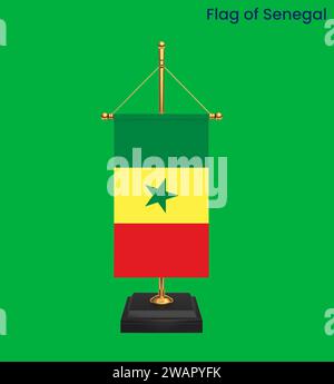 Detaillierte Flagge von Senegal. Nationale Senegalflagge. Afrika. 3D-Abbildung. Stockfoto