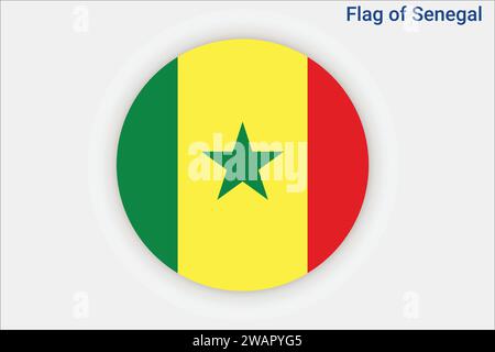 Detaillierte Flagge von Senegal. Nationale Senegalflagge. Afrika. 3D-Abbildung. Stock Vektor