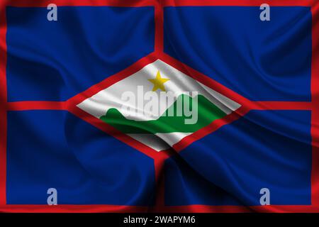 Hohe detaillierte Flagge des heiligen Eustatius. National St. Eustatius-Flagge. Südamerika. 3D-Abbildung. Stockfoto