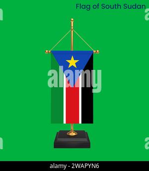 Hochdetaillierte Flagge des Südsudan. Nationale südsudanesische Flagge. Afrika. 3D-Abbildung. Stockfoto