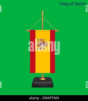 Hohe detaillierte Flagge von Spanien. Spanische Nationalflagge. Europa. Afrika. 3D-Abbildung. Stockfoto