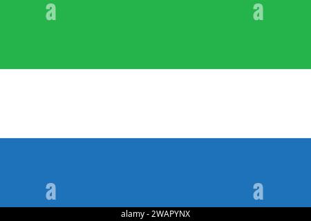 Hohe detaillierte Flagge von Sierra Leone. Nationalflagge Sierra Leone. Afrika. 3D-Abbildung. Stock Vektor