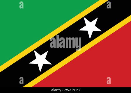 Hohe detaillierte Flagge von St. Kitts und Nevis. National Saint Kitts und Nevis Flagge. Nordamerika. 3D-Abbildung. Stock Vektor