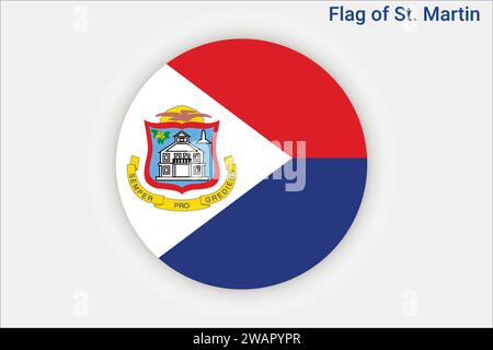 Hohe detaillierte Flagge von St. Martin. National St. Martin-Flagge. Nordamerika. 3D-Abbildung.-- Stock Vektor