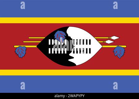 Hohe detaillierte Flagge von Swasiland. Nationale Flagge Swasilands. Afrika. 3D-Abbildung. Stock Vektor