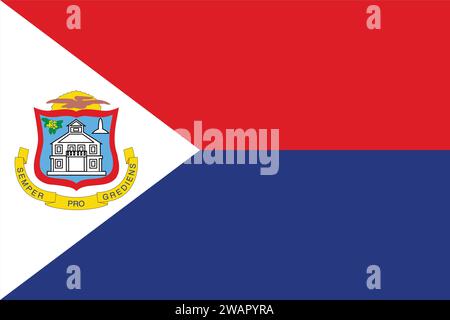 Hohe detaillierte Flagge von St. Martin. National St. Martin-Flagge. Nordamerika. 3D-Abbildung.-- Stock Vektor