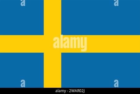 Hochdetaillierte Flagge Schwedens. Schwedische Nationalflagge. Europa. 3D-Abbildung. Stock Vektor