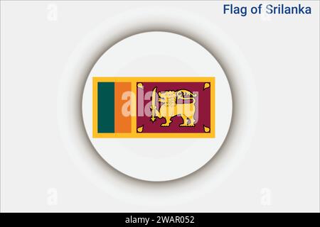 Hohe detaillierte Flagge von Srilanka. Nationale Srilanka-Flagge. Asien. 3D-Abbildung. Stock Vektor