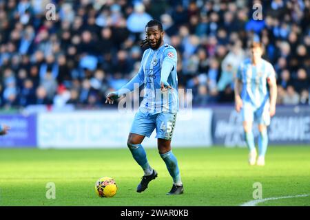 Coventry am Samstag, den 6. Januar 2024. Coventry, Großbritannien. Januar 2024. Kasey Palmer (45 Coventry City) gibt Gesten beim Spiel der dritten Runde des FA Cup zwischen Coventry City und Oxford United in der Coventry Building Society Arena, Coventry, am Samstag, den 6. Januar 2024. (Foto: Kevin Hodgson | MI News) Credit: MI News & Sport /Alamy Live News Stockfoto