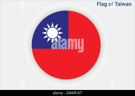 Hochdetaillierte Flagge von Taiwan. Nationale taiwanesische Flagge. Asien. 3D-Abbildung. Stock Vektor