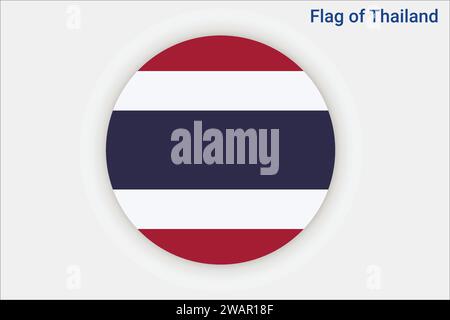 Detaillierte Flagge von Thailand. Thailändische Nationalflagge. Asien. 3D-Abbildung. Stock Vektor