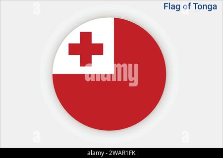 Detaillierte Flagge von Tonga. Nationalflagge von Tonga. Ozeanien. 3D-Abbildung. Stock Vektor