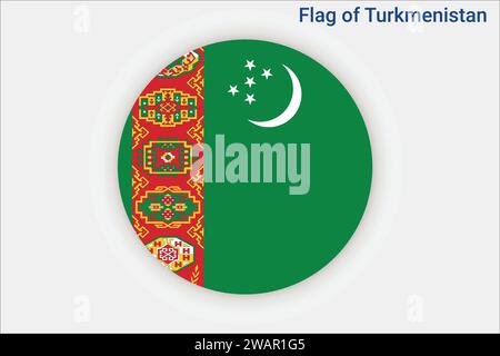 Hochdetaillierte Flagge Turkmenistans. Nationalflagge Turkmenistans. Asien. 3D-Abbildung. Stock Vektor