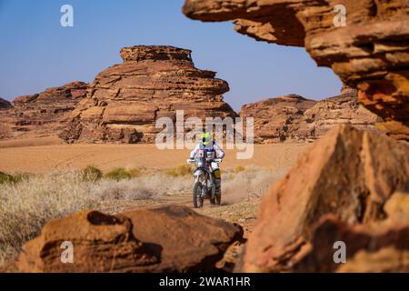 129 HERBET Sébastien (fra), Team Dumontier Racing, Husqvarna, Moto, Action während der ersten Etappe der Dakar 2024 am 6. Januar 2024 zwischen Al-Ula und Al Henakiyah, Saudi-Arabien - Foto Florent Gooden / DPPI Stockfoto