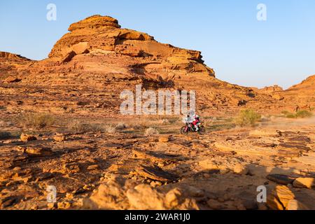 14 BÜHLER Sebastian (ger), Hero Motorsports Team Rally, Hero, Motul, Moto, FIM W2RC, Aktion während der ersten Etappe der Dakar 2024 am 6. Januar 2024 zwischen Al-Ula und Al Henakiyah, Saudi-Arabien - Foto Antonin Vincent / DPPI Stockfoto