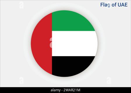 Hohe Flagge der Vereinigten arabischen emirate. Nationale Flagge der Vereinigten arabischen emirate. Asien. VAE. 3D-Abbildung. Stock Vektor